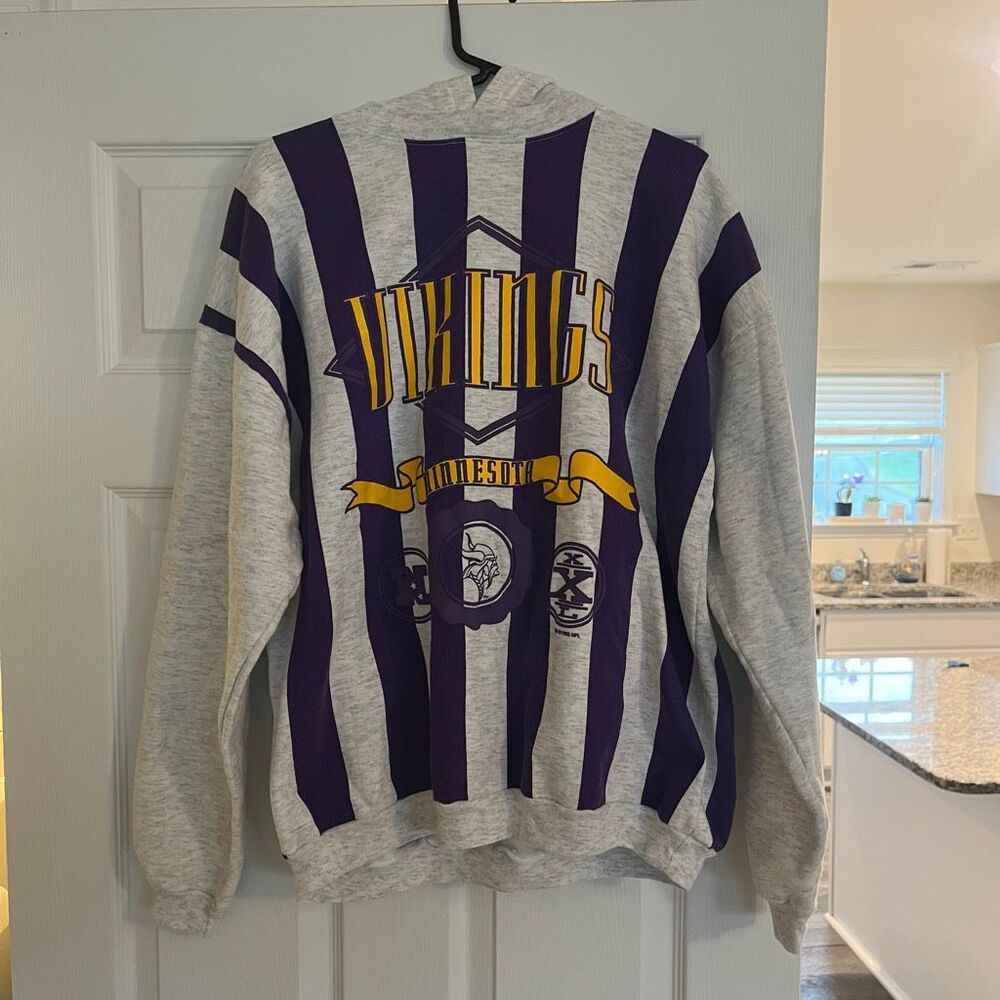 VTG 1993 Cliff Engle L/XL Minnesota Vikings NFL Pullover Hoodie Sweatshirt Rare